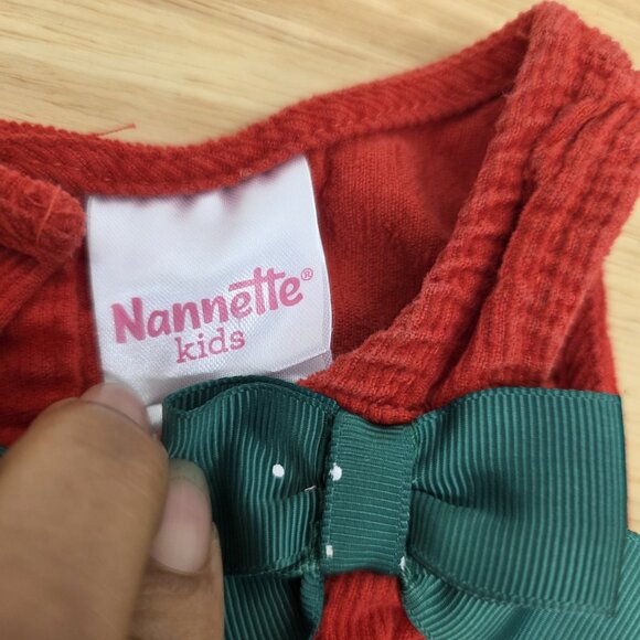 Nanette Kids Christmas Red Corduroy Snowman Dress Toddler *Size 2T* - Picture 5 of 10